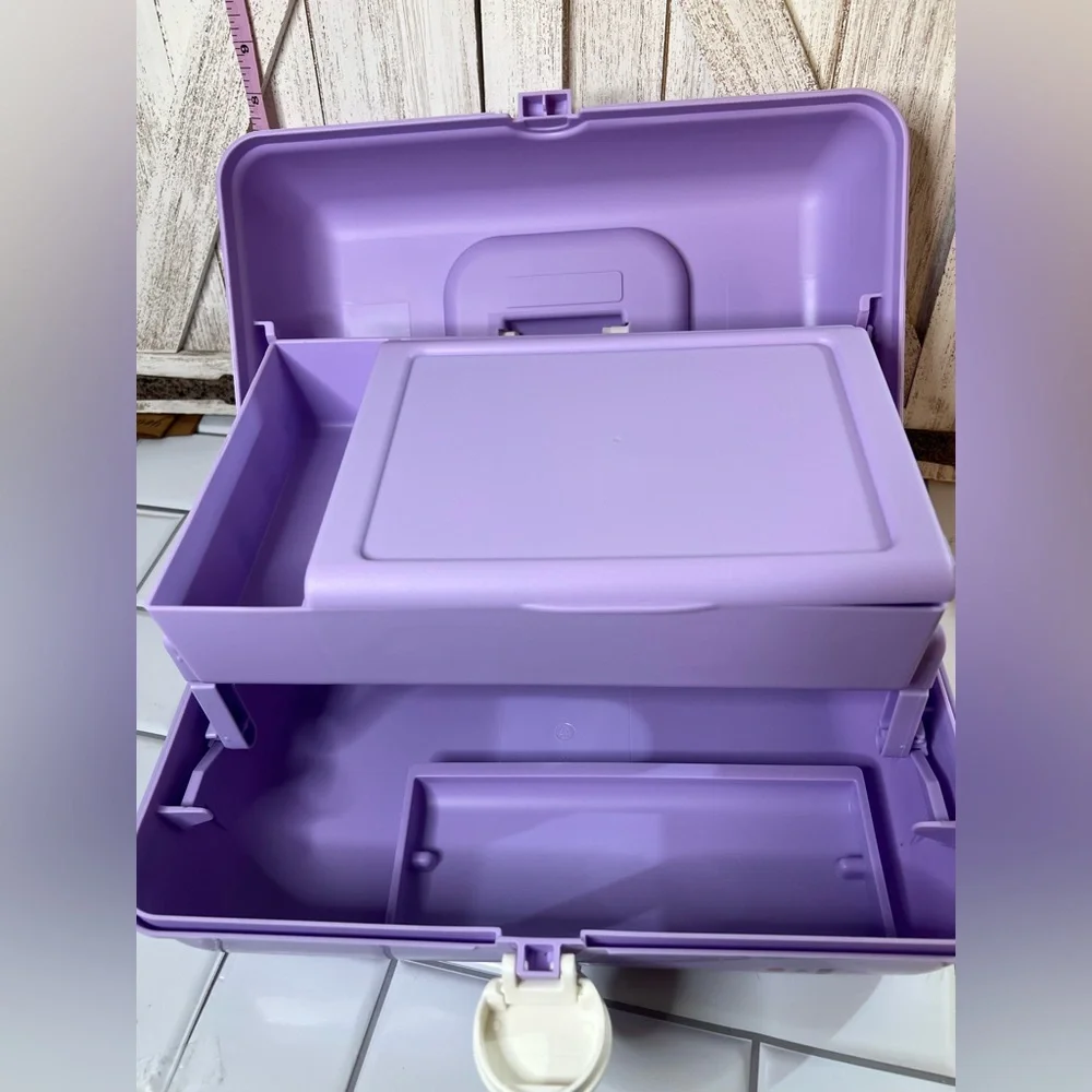 Caboodles Retro Purple Storage Box with Handle - Picture 4 of 6